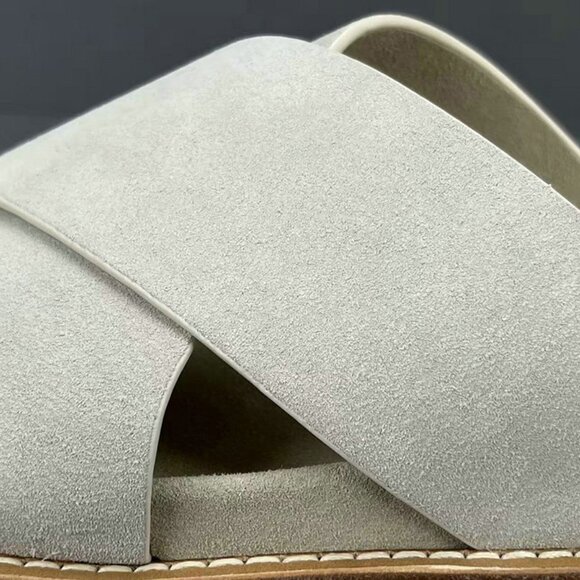 Brunello Cucinelli White Suede Crossover Sandals - Picture 11 of 13